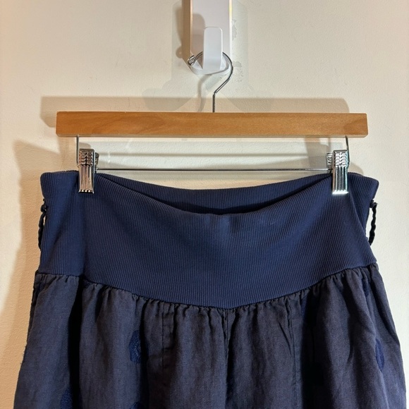 AMO Sz L-XL 100% Linen Harem Gathered Hem Polka Dots Soft Waist Slinky Pants - Picture 3 of 9